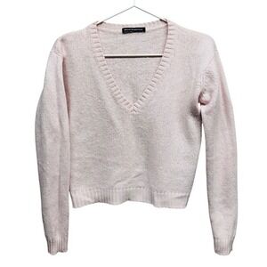 Brandy Melville Leigh sweater dust pink v- neck long sleeve wool blend‎